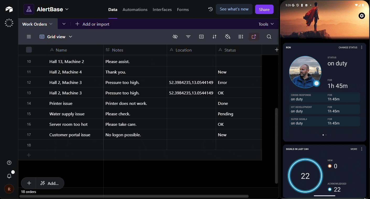 Airtable and SIGNL4