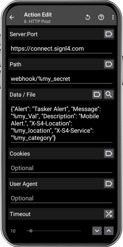 SIGNL4 Tasker