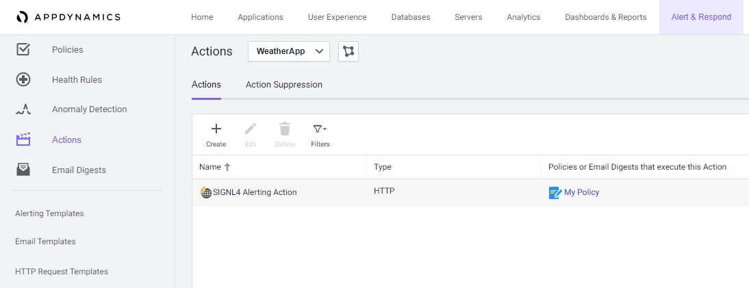 AppDynamics Action