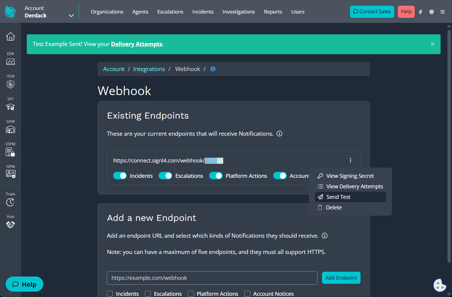 Huntress Test SIGNL4 Webhook