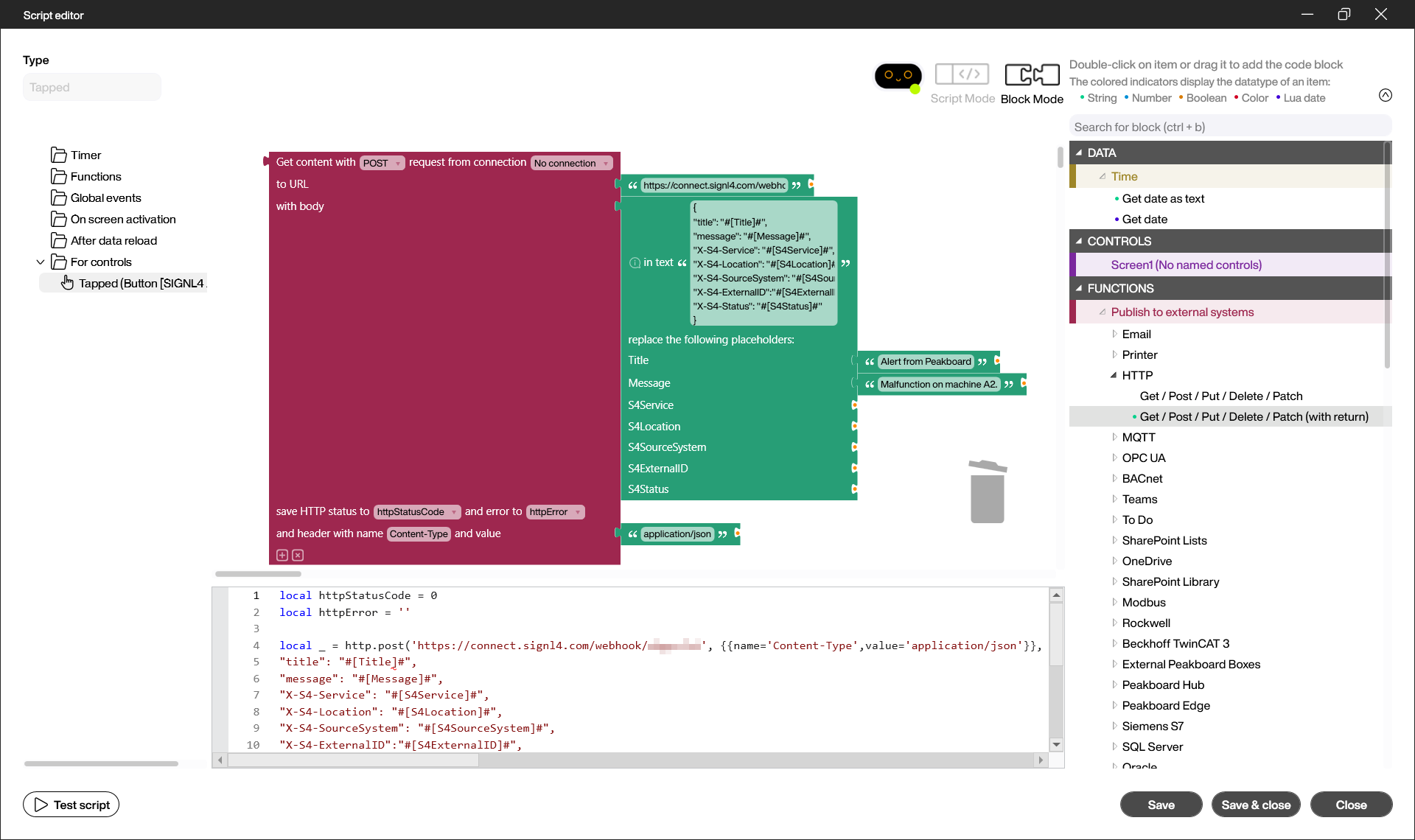 Peakboard Script Editor