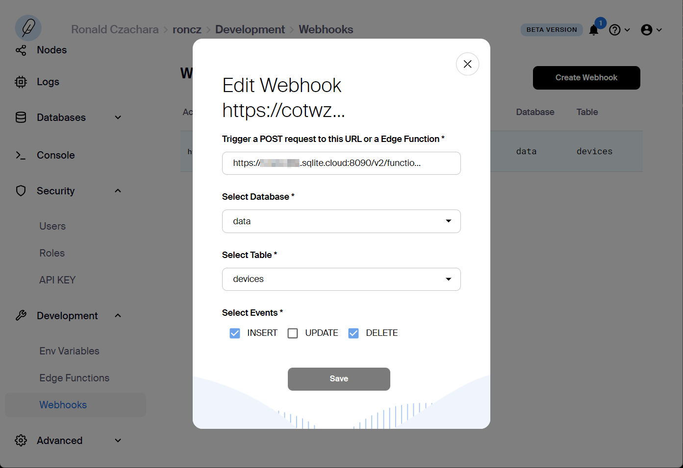 SQLite Cloud Webhook