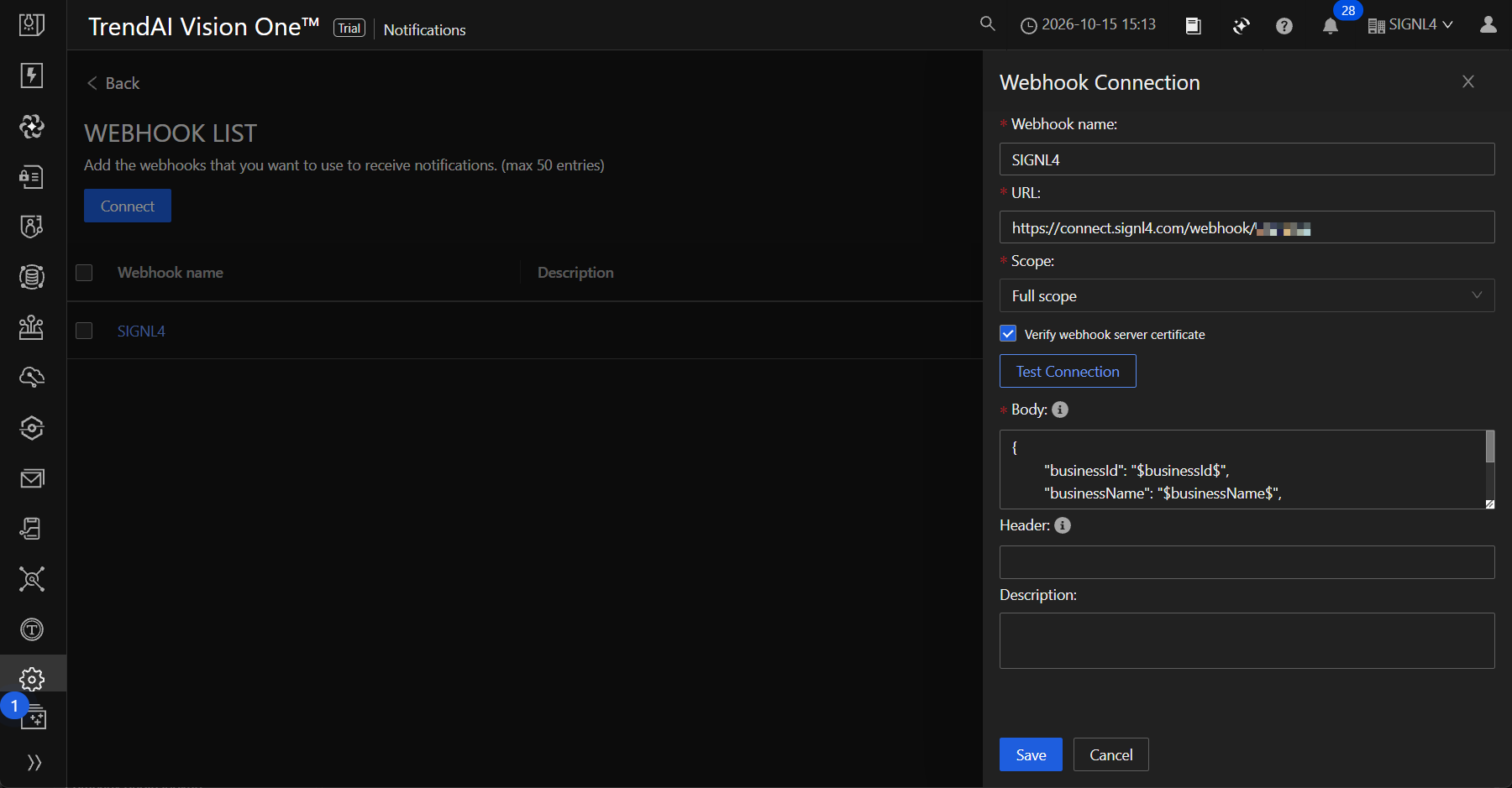TrendAI Notification Webhook